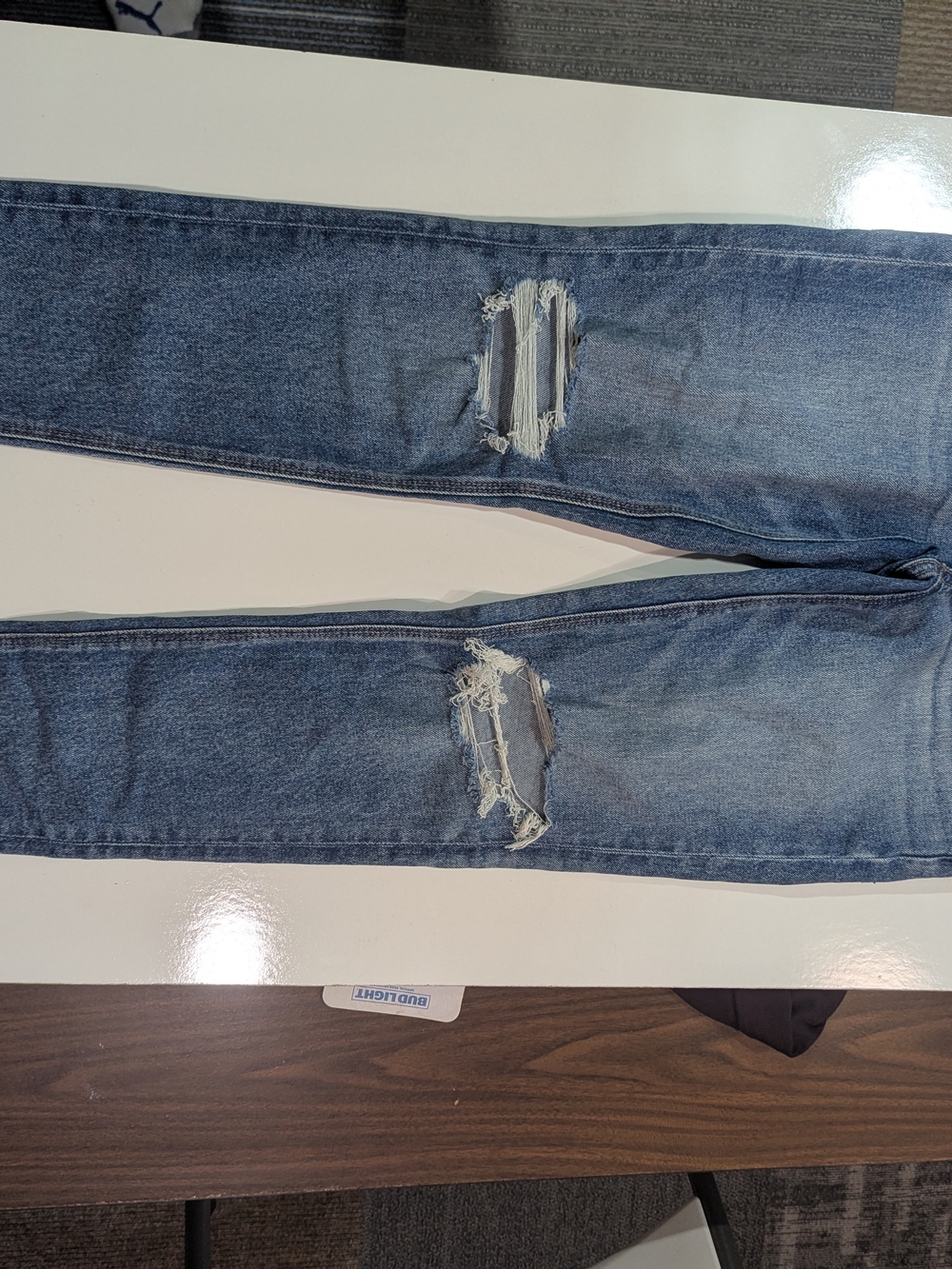 Men's Distressed Blue Denim Jeans - Slim Fit by American Eagle